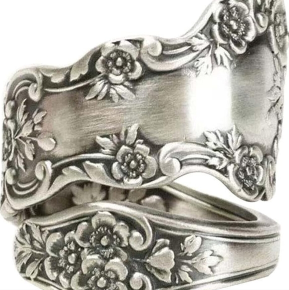 Unisex 925 Silver  Spoon Ring  Adjustable - Picture 2 of 7